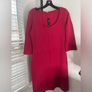 St. John Raspberry Red Scoop Neck Sheath Dress
